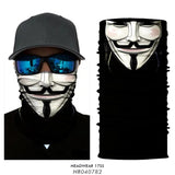 Anonymous Balaclava, Neck Gaiter or Earloop Face Mask - UV Blocking-Super high quality unisex mask in choice of style. Seamless, 4-way stretch, protective UPF30+ soft & comfortable, lightweight & breathable polyester microfiber. Free shipping. Suitable cycling, hunting, hiking, protest, camping, climbing, helmet liner for horseback or motorcycle riding, etc. vendetta anonymous design-White-Neck Gaiter-