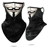 Anonymous Balaclava, Neck Gaiter or Earloop Face Mask - UV Blocking-Super high quality unisex mask in choice of style. Seamless, 4-way stretch, protective UPF30+ soft & comfortable, lightweight & breathable polyester microfiber. Free shipping. Suitable cycling, hunting, hiking, protest, camping, climbing, helmet liner for horseback or motorcycle riding, etc. vendetta anonymous design-White-Earloop Mask-