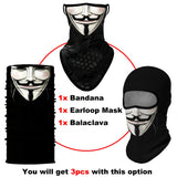 Anonymous Balaclava, Neck Gaiter or Earloop Face Mask - UV Blocking-Super high quality unisex mask in choice of style. Seamless, 4-way stretch, protective UPF30+ soft & comfortable, lightweight & breathable polyester microfiber. Free shipping. Suitable cycling, hunting, hiking, protest, camping, climbing, helmet liner for horseback or motorcycle riding, etc. vendetta anonymous design-