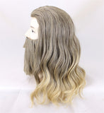 -45cm curly blonde, heat resistant synthetic hair wig and beard set for costume and cosplay. One size fits most. Beard is attached with an adjustable elastic strap. Free shipping from abroad with average delivery to the US in 2-4 weeks. Funny endgame unisex plus size halloween costume-
