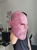 -Before setting his sights on stabilizing the universe, the young titan set his sights on the easier target of stabilizing upset stomachs... An oddly milky pink colored Thanos-like mask in soft natural latex. One size fits most. Free shipping from abroad. Funny knockoff parody character cosplay mask halloween bathroom -