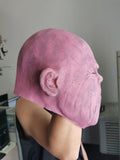 -Before setting his sights on stabilizing the universe, the young titan set his sights on the easier target of stabilizing upset stomachs... An oddly milky pink colored Thanos-like mask in soft natural latex. One size fits most. Free shipping from abroad. Funny knockoff parody character cosplay mask halloween bathroom -