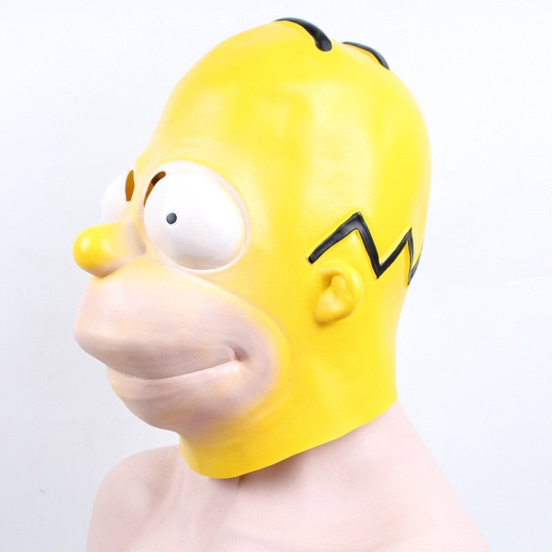 -Soft latex over-the-head Homer mask. One size fits most. Free shipping from abroad with an average delivery time to the USA of 2-3 weeks. Funny cartoon cosplay costume halloween simpsons adult kids simpson head fancy dress prop-