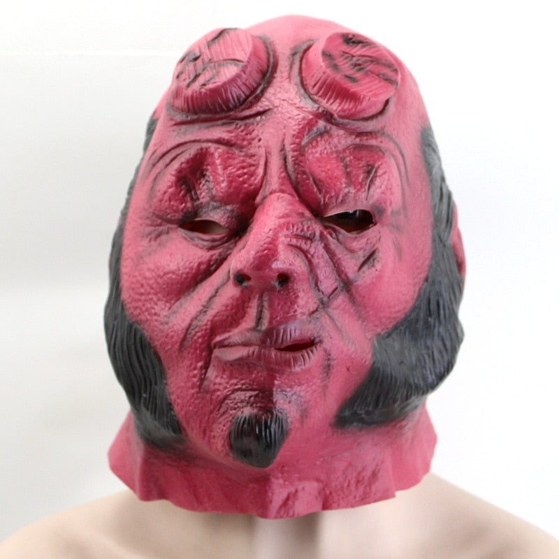 -Half-demon, half-sumo wrestler, all derp. Soft latex over-the-head bad 'hellboy' knockoff mask. One size fits most. Free shipping from abroad. Funny weird worst imitation fake counterfeit parody halloween asian hellspawn demon devil samurai superhero costume cosplay mask novelty joke fail -