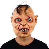 -After losing the precious, smeagol put on a few pounds & spent quite some time in a greasy middle earth dive bars downing pints and lengthily cursing about filthy hobbitses to anyone who'd listen. Funny latex over-the-head mask with attached hair. Free shipping. weird lotr gollum derp halloween costume cosplay-