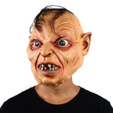 -After losing the precious, smeagol put on a few pounds & spent quite some time in a greasy middle earth dive bars downing pints and lengthily cursing about filthy hobbitses to anyone who'd listen. Funny latex over-the-head mask with attached hair. Free shipping. weird lotr gollum derp halloween costume cosplay-
