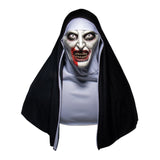 -High quality soft latex over-the-head mask with attached fabric scapular and cowl. One size fits most. Free shipping. Halloween costume conjuring satan horror cosplay terrifying scary catholic christian religious sacrilegious demonic frightening universe murderous horrifying evil habit nun movie series possessed -
