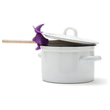 -Fun and functional witch on broomstick high quality food safe silicone spoon holder and steam release lid lifter. Measures approximately 8.5x4.5x4.8cm / 3.35x1.77x1.89 inches. Free shipping. Kitchenware spoon rest cookware wicca kitchen witch witchcraft halloween cooking utensil novelty 3d shaped gift pot stove -