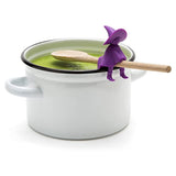 -Fun and functional witch on broomstick high quality food safe silicone spoon holder and steam release lid lifter. Measures approximately 8.5x4.5x4.8cm / 3.35x1.77x1.89 inches. Free shipping. Kitchenware spoon rest cookware wicca kitchen witch witchcraft halloween cooking utensil novelty 3d shaped gift pot stove -