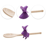 -Fun and functional witch on broomstick high quality food safe silicone spoon holder and steam release lid lifter. Measures approximately 8.5x4.5x4.8cm / 3.35x1.77x1.89 inches. Free shipping. Kitchenware spoon rest cookware wicca kitchen witch witchcraft halloween cooking utensil novelty 3d shaped gift pot stove -