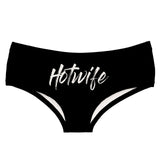 -Comfortable women's black low-rise briefs with Hotwife printed on the front. Lightweight and breathable, 92% polyester / 8% spandex. Free shipping. Funny hot wife gift underwear sexy juniors stretchy lingerie butt hip panty-Black-S-