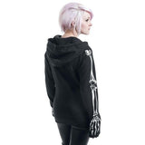 -Soft and comfortable women's style zipper hoodie with high quality skeletal print. Lightweight polyester fleece with large drawstring hood and thumbholes on the sleeves. Free shipping. punk goth gothic halloween skeleton hooded sweatshirt girls juniors ribcage xray fashion streetwear harajuku -
