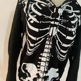 -Soft and comfortable women's style zipper hoodie with high quality skeletal print. Lightweight polyester fleece with large drawstring hood and thumbholes on the sleeves. Free shipping. punk goth gothic halloween skeleton hooded sweatshirt girls juniors ribcage xray fashion streetwear harajuku -