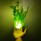 Floating Flame Ball Cosplay SFX Hand Prop - Free Shipping-Unique floating fireball cosplay photo prop accessory giving appearance of a rising flame hovering above the hand. 4 colors: orange/gold, green, blue and black. Made of sturdy, flexible, and durable materials. Looks great with the lights on or off. Halloween costume cosplay anime superhero flames fire special effect-Green-United States-