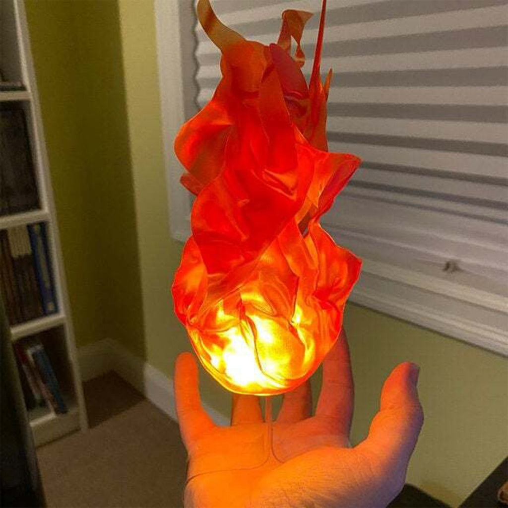 Floating Flame Ball Cosplay SFX Hand Prop - Free Shipping-Unique floating fireball cosplay photo prop accessory giving appearance of a rising flame hovering above the hand. 4 colors: orange/gold, green, blue and black. Made of sturdy, flexible, and durable materials. Looks great with the lights on or off. Halloween costume cosplay anime superhero flames fire special effect-Orange-United States-