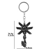 -Six Winged Unborn Key replica from Resident Evil 8: Village. Full size key pendant measures roughly 5.2 x 8cm / 2 x 3.15 inches on key holder ring. Free shipping. RE8 zombie biohazard cosplay accessory prop replica gamer gaming Moreau Heisenberg stronghold feathered fetus key chain gift -