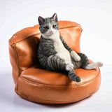 -Nicely detailed 1:6 scale fat cat figurine with faux leather sofa display stand. Cat is crafted in high quality resin and measures approximately 7.5 cm / 2.9 inches tall. New in box, guaranteed quality. Free shipping. Funny sweet realistic collectible 1/6 orange black white brown gray tabby kitty figure gift -Tabby-