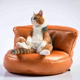 -Nicely detailed 1:6 scale fat cat figurine with faux leather sofa display stand. Cat is crafted in high quality resin and measures approximately 7.5 cm / 2.9 inches tall. New in box, guaranteed quality. Free shipping. Funny sweet realistic collectible 1/6 orange black white brown gray tabby kitty figure gift -