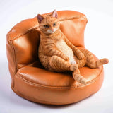 -Nicely detailed 1:6 scale fat cat figurine with faux leather sofa display stand. Cat is crafted in high quality resin and measures approximately 7.5 cm / 2.9 inches tall. New in box, guaranteed quality. Free shipping. Funny sweet realistic collectible 1/6 orange black white brown gray tabby kitty figure gift -Orange-