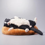 -Nicely detailed 1:6 scale lethargic fat cat figurine with plush mini cat bed. Cat is crafted in high quality resin and measures approximately 13x6.5x3cm / 5.3x2.6x1.2in. New in box, guaranteed quality. Free shipping. Funny sweet realistic collectible 1/6 orange black white brown gray tabby kitty figure gift miniature-Black and White-