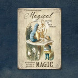 -"Everyone wants some magical solution to their problem but everyone refuses to believe in magic" Caterpillar quote antique style fantasy art wall hanging. Metal sign with quality printing. 2 sizes 20x30cm or 30x40cm. Free shipping. Classic Sir John Tenniel illustrations gift quote vintage imagination wonder gift-Metal-20x30cm-