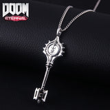 -High quality Doom Eternal Slayer Key necklace. Full size 3D replica key pendant measures roughly 6.8x2.1cm / 2.7x0.83in. Free shipping with average delivery in 2 weeks. Doom series videogame gamer gaming prop replica collectors accessory jewelry demon hellspawn hell door doomguy UAC space marine gift stocking stuffer.-