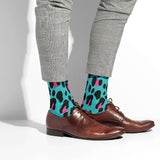 -High quality, mid-calf length socks featuring classic bright and boldly colored retro leopard print. Soft and comfortable, one size fits most teens and adults. Free shipping. Unisex mens womens 80s 90s eighties 90s new wave frank memphis color animal print lisa vintage style streetwear skating skate punk pop wild rad-