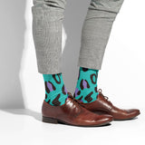 -High quality, mid-calf length socks featuring classic bright and boldly colored retro leopard print. Soft and comfortable, one size fits most teens and adults. Free shipping. Unisex mens womens 80s 90s eighties 90s new wave frank memphis color animal print lisa vintage style streetwear skating skate punk pop wild rad-