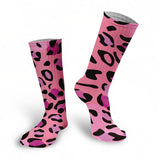 -High quality, mid-calf length socks featuring classic bright and boldly colored retro leopard print. Soft and comfortable, one size fits most teens and adults. Free shipping. Unisex mens womens 80s 90s eighties 90s new wave frank memphis color animal print lisa vintage style streetwear skating skate punk pop wild rad-