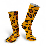 -High quality, mid-calf length socks featuring classic bright and boldly colored retro leopard print. Soft and comfortable, one size fits most teens and adults. Free shipping. Unisex mens womens 80s 90s eighties 90s new wave frank memphis color animal print lisa vintage style streetwear skating skate punk pop wild rad-