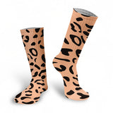 -High quality, mid-calf length socks featuring classic bright and boldly colored retro leopard print. Soft and comfortable, one size fits most teens and adults. Free shipping. Unisex mens womens 80s 90s eighties 90s new wave frank memphis color animal print lisa vintage style streetwear skating skate punk pop wild rad-