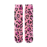 -High quality, mid-calf length socks featuring classic bright and boldly colored retro leopard print. Soft and comfortable, one size fits most teens and adults. Free shipping. Unisex mens womens 80s 90s eighties 90s new wave frank memphis color animal print lisa vintage style streetwear skating skate punk pop wild rad-