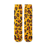 -High quality, mid-calf length socks featuring classic bright and boldly colored retro leopard print. Soft and comfortable, one size fits most teens and adults. Free shipping. Unisex mens womens 80s 90s eighties 90s new wave frank memphis color animal print lisa vintage style streetwear skating skate punk pop wild rad-