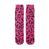 -High quality, mid-calf length socks featuring classic bright and boldly colored retro leopard print. Soft and comfortable, one size fits most teens and adults. Free shipping. Unisex mens womens 80s 90s eighties 90s new wave frank memphis color animal print lisa vintage style streetwear skating skate punk pop wild rad-