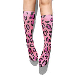 -High quality, mid-calf length socks featuring classic bright and boldly colored retro leopard print. Soft and comfortable, one size fits most teens and adults. Free shipping. Unisex mens womens 80s 90s eighties 90s new wave frank memphis color animal print lisa vintage style streetwear skating skate punk pop wild rad-
