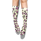 -High quality, mid-calf length socks featuring classic bright and boldly colored retro leopard print. Soft and comfortable, one size fits most teens and adults. Free shipping. Unisex mens womens 80s 90s eighties 90s new wave frank memphis color animal print lisa vintage style streetwear skating skate punk pop wild rad-