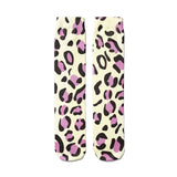 -High quality, mid-calf length socks featuring classic bright and boldly colored retro leopard print. Soft and comfortable, one size fits most teens and adults. Free shipping. Unisex mens womens 80s 90s eighties 90s new wave frank memphis color animal print lisa vintage style streetwear skating skate punk pop wild rad-Light Yellow-One Size-
