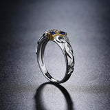 Legend of Zelda Zora's Ocarina of Time Engagement Ring Sterling Silver-The Zora's Sapphire the spiritual stone of water in the form of the engagement ring given to Link by Princess Ruto. High quality, handcrafted ring in .925 sterling silver with 18K gold plating set with CZ gemstones. Brand new, carefully packed and shipped. Free shipping from the USA and abroad. -