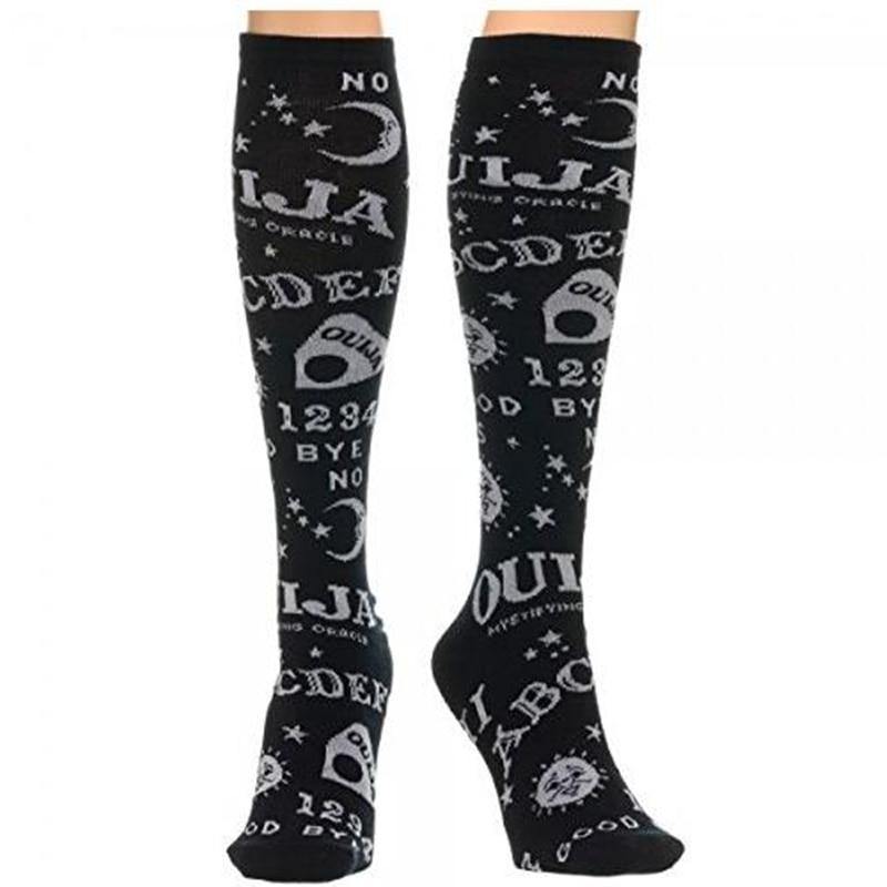 Ouija Women's Knee High Socks Ladies Black Goth Gothic Fashion Magick-