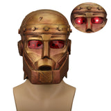 -High quality latex over-the-head Robotman mask with bronze metallic finish and red LED eyes. One size fits most. Free shipping from abroad with an average delivery time to the USA of about 2 weeks. Halloween costume cosplay comic book tv series robot man mask doom metal man light up fast shipping character prop-