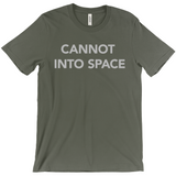 -Unisex style, crew neck, short sleeve Bella + Canvas t-shirt. Super soft, combed and ring-spun cotton. Ethically made and printed in the USA.

Funny "Cannot Into Space" meme graphic t-shirt NASA countryballs astronaut poland polandball can cadet joke gift saying tee astrophysics nope no oxygen rocket shuttle moon mars-Army-Extra Small (XS)-