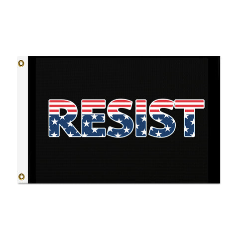 Patriotic RESIST FLAG, American Anti-Fascist Resistance Protest Banner-Red,white & blue stars and stripes RESIST flag, 2x1ft/1x2ft, 3x2ft/2x3ft, 5x3ft/3x5ft black patriotic Pro-Democracy American Anti-Fascist Anti-Trump/Musk Banner-3 ft x 2 ft-Standard-Grommets-796752936208