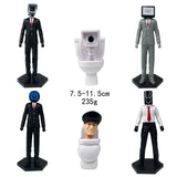 -10-11cm scale non-jointed figures based on characters from the universe of the Skibidi Toilet series. Combine sets to form your own armies for epic battles. Free Shipping from Abroad.

weird wtf skibidi dop yes trending action figure toys tv camera man mecha robots weirdest youtube poop most popular anime media memes-Set F - 6 Figures-11CM-