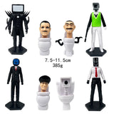 -10-11cm scale non-jointed figures based on characters from the universe of the Skibidi Toilet series. Combine sets to form your own armies for epic battles. Free Shipping from Abroad.

weird wtf skibidi dop yes trending action figure toys tv camera man mecha robots weirdest youtube poop most popular anime media memes-Set E - 8 Figures-11CM-