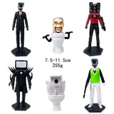 -10-11cm scale non-jointed figures based on characters from the universe of the Skibidi Toilet series. Combine sets to form your own armies for epic battles. Free Shipping from Abroad.

weird wtf skibidi dop yes trending action figure toys tv camera man mecha robots weirdest youtube poop most popular anime media memes-Set G - 6 Figures-11CM-