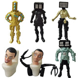 -10-11cm scale non-jointed figures based on characters from the universe of the Skibidi Toilet series. Combine sets to form your own armies for epic battles. Free Shipping from Abroad.

weird wtf skibidi dop yes trending action figure toys tv camera man mecha robots weirdest youtube poop most popular anime media memes-Set E - 6 Figures-11CM-