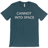 -Unisex style, crew neck, short sleeve Bella + Canvas t-shirt. Super soft, combed and ring-spun cotton. Ethically made and printed in the USA.

Funny "Cannot Into Space" meme graphic t-shirt NASA countryballs astronaut poland polandball can cadet joke gift saying tee astrophysics nope no oxygen rocket shuttle moon mars-Deep Teal-Extra Small (XS)-