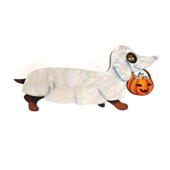 Ghost Dachshund Brooch by Laliblue-0