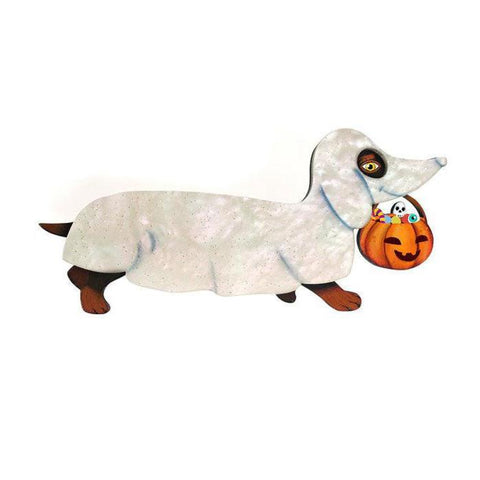 Ghost Dachshund Brooch by Laliblue-0