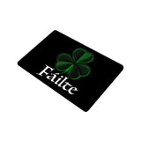 Failté Shamrock Doormat, Gaelic Welcome Mat, Irish / Scottish / Celtic-High quality 23.6 x 15.7in (60x40cm) doormat / floor mat. Professionally printed, durable & colorfast non-woven polyester fiber top, non-slip bottom. Indoor / outdoor use. Free Shipping Worldwide. Failté Shamrock Door Mat. Irish and Scottish gaelic Failte welcome mat. Ireland Scotland celtic Isle of Man St Patricks Day-